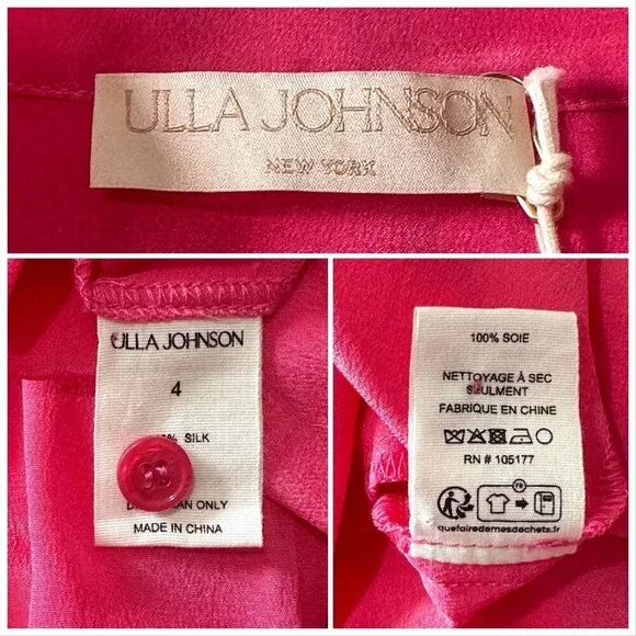 ULLA JOHNSON Adalyn Silk Mini Dress, Pink,‎ Size 4,New with tag